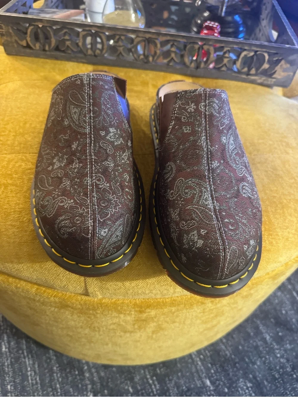 Dr. Martens Paisley Jacquard San Mule Slip-On Loafers, Size 11 M (Russet Red)